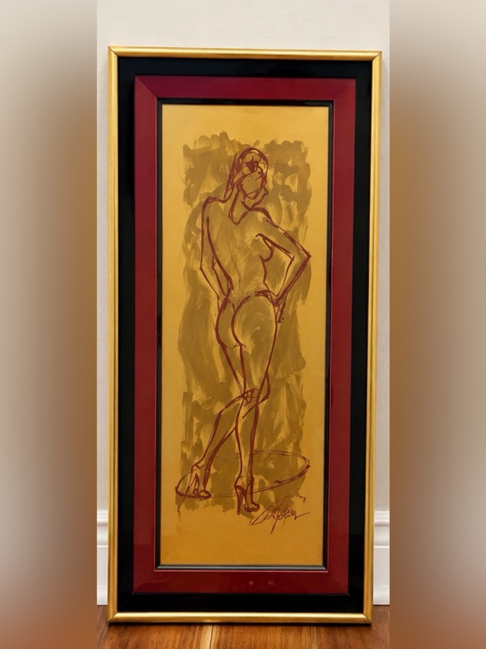 Vintage 1983 Figurative Serigraph / Art Print – Framed